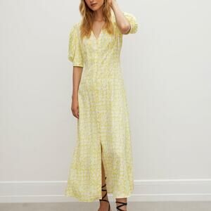 Róhe Rohe Clara Yellow White Floral Puff Sleeve Dress Size 38 FR 6 US NWT $395